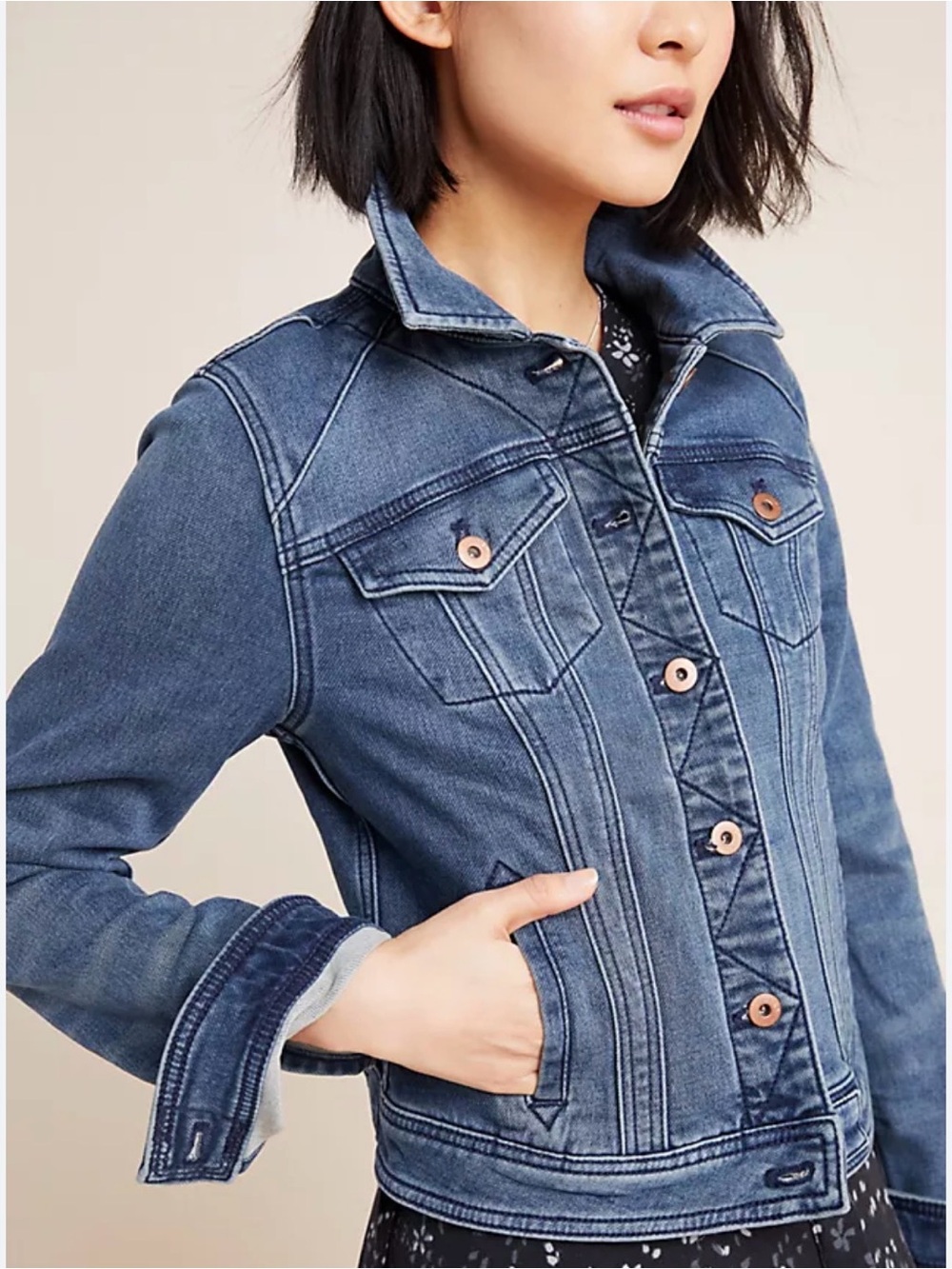 Pilcro and the Letterpress Indigo Denim Trucker Jacket